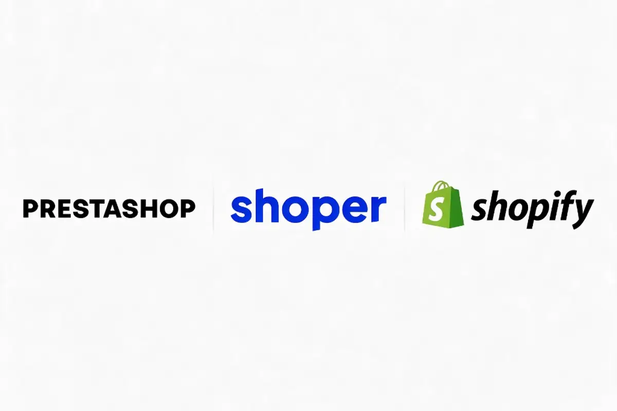 Logotypy PrestaShop, Shoper i Shopify