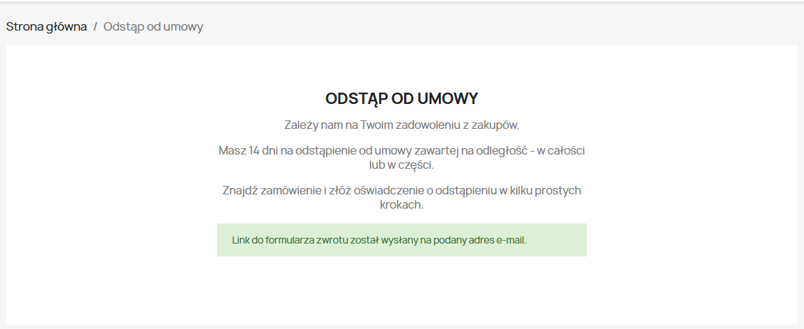 E-mail z linkiem do formularza zwrotu